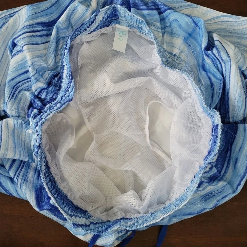 NWT Outdoor Oasis Mens Swim Trunks Shorts Size 2XLT Big & Tall Blue White Marble